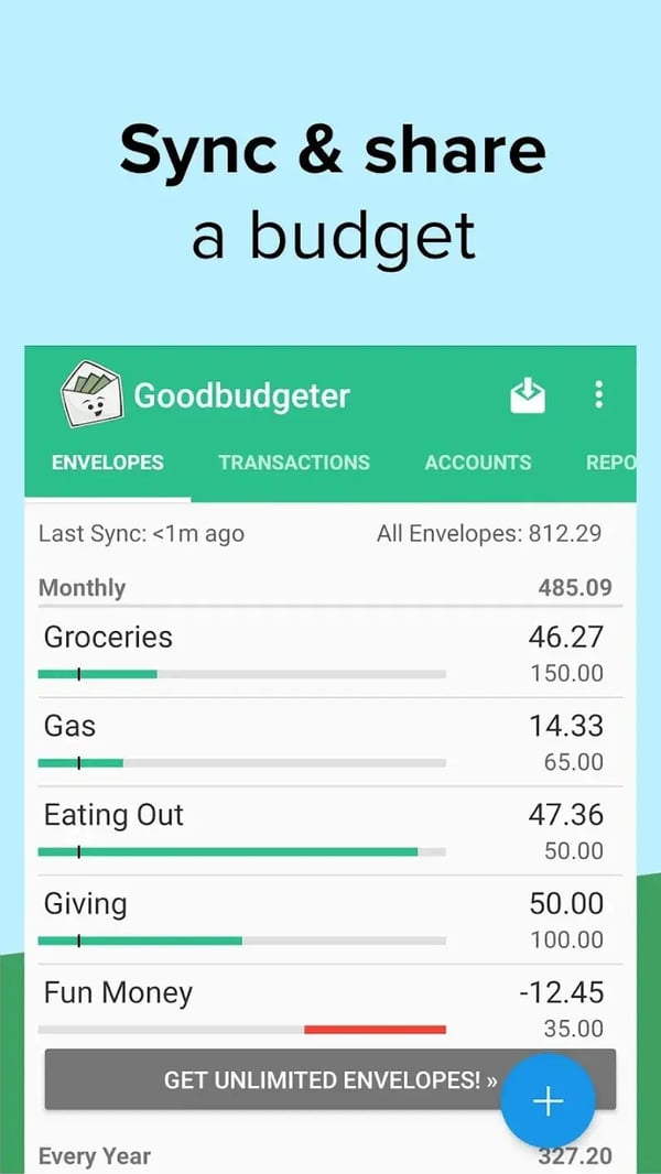 Screenshot of the Good Budget App